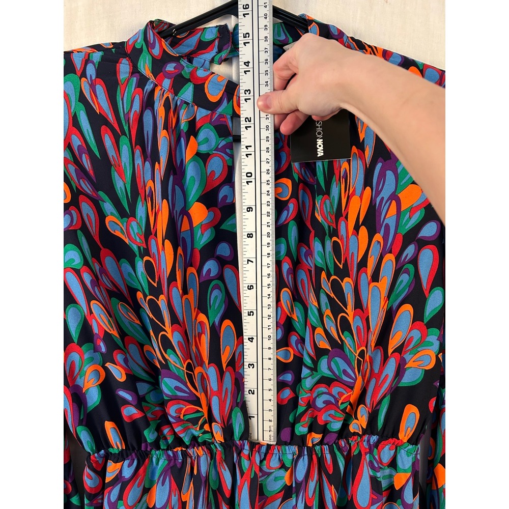 NWT Fashion Nova Wings Of A Feather Maxi Dress Multi Abstract Print XL #2272 - Picture 4 of 13